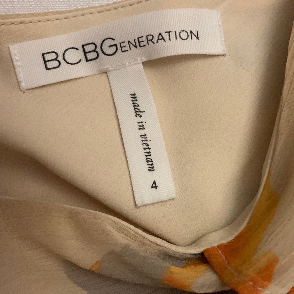 Tan Abstract Florals Ruffle Dress - Picture 4 of 6